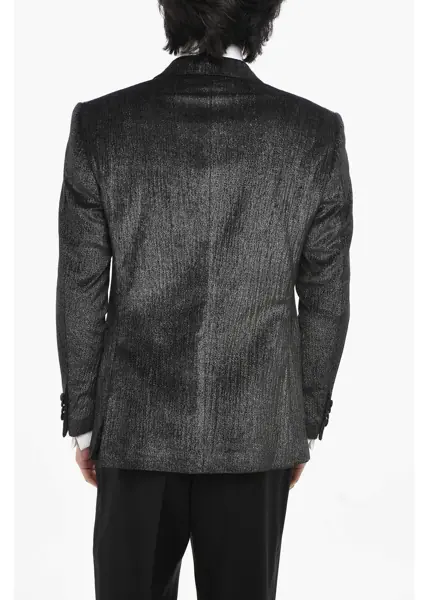 Sacouri CORNELIANI Code Lurex Velour Ceremony Blazer With Satin Lapel Black Barbati (BM 19681361) 2