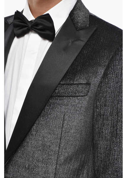 Sacouri CORNELIANI Code Lurex Velour Ceremony Blazer With Satin Lapel Black Barbati (BM 19681361) 3