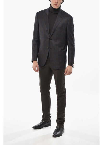 Sacouri CORNELIANI Tartan Patterned Academy Light Half-Lined Blazer Brown Barbati (BM 19681364) 4