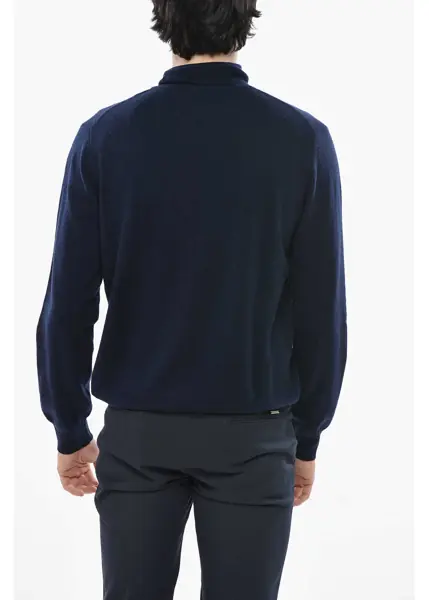 Pulovere CORNELIANI Cc Collection Turtleneck Cashmere Blend Sweater Blue Barbati (BM 19681370) 2