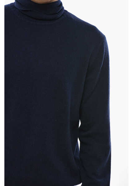 Pulovere CORNELIANI Cc Collection Turtleneck Cashmere Blend Sweater Blue Barbati (BM 19681370) 3