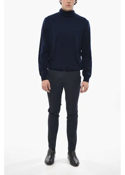 Pulovere CORNELIANI Cc Collection Turtleneck Cashmere Blend Sweater Blue Barbati (BM 19681370) 4