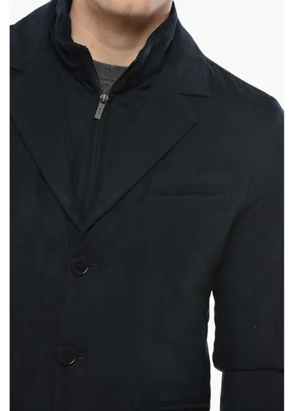 Sacouri CORNELIANI Cc Collection Solid Color 3-Button Blazer With Removable Che Blue Barbati (BM 19681469) 3