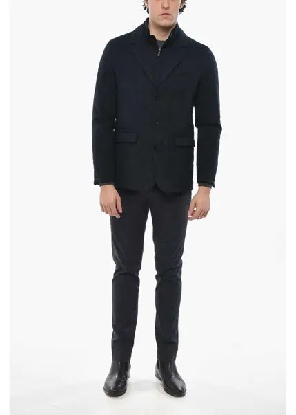 Sacouri CORNELIANI Cc Collection Solid Color 3-Button Blazer With Removable Che Blue Barbati (BM 19681469) 4