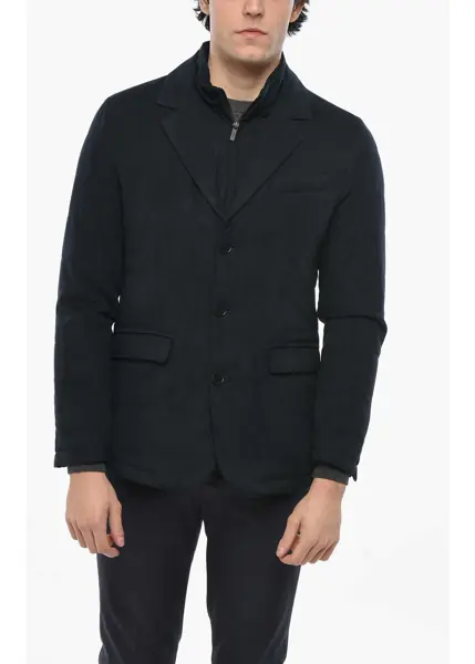 Sacouri CORNELIANI Cc Collection Solid Color 3-Button Blazer With Removable Che Blue Barbati (BM 19681469) 1