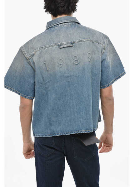 Camasi de blugi 1989 STUDIO Short-Sleeved Denim Shirt With Snap Buttons Blue Barbati (BM 19681472) 2