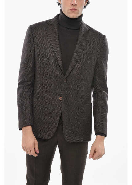 Sacouri CORNELIANI 2-Button Virgin Wool Blazer With Patch Pockets Burgundy Barbati (BM 19681475) 1