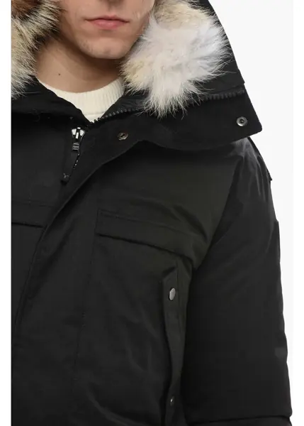 Geci de iarna NOBIS Solid Color Yatesy Utility Down Jacket With Real Fur Detail Black Barbati (BM 19681484) 3