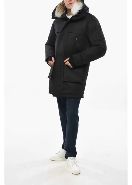 Geci de iarna NOBIS Solid Color Yatesy Utility Down Jacket With Real Fur Detail Black Barbati (BM 19681484) 4