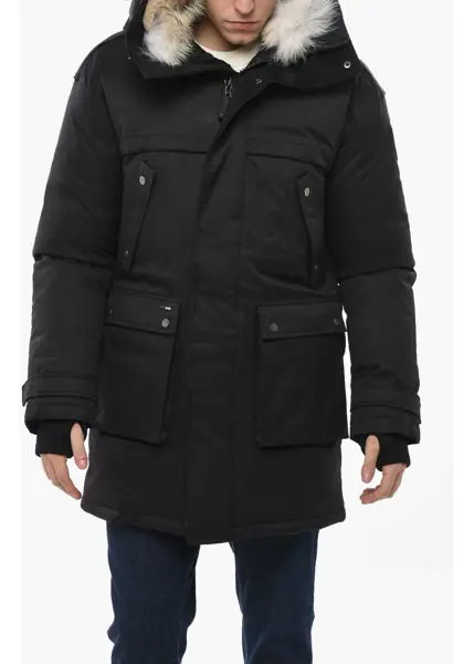 Geci de iarna NOBIS Solid Color Yatesy Utility Down Jacket With Real Fur Detail Black Barbati (BM 19681484) 1