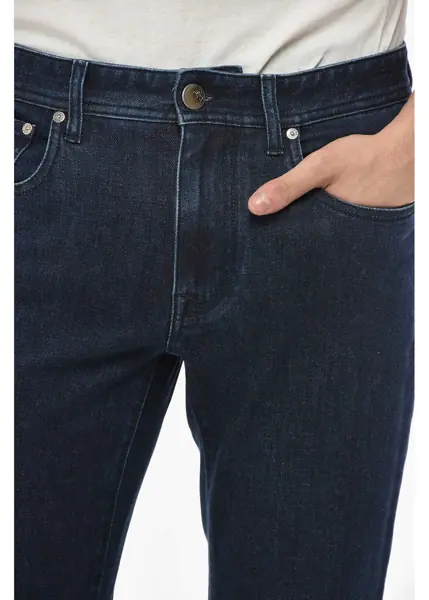 Blugi slim fit CORNELIANI Stretch Cotton Dark Washed Slim Fit Denims 20Cm Blue Barbati (BM 19681487) 3