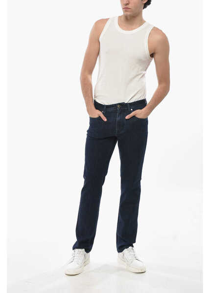 Blugi slim fit CORNELIANI Stretch Cotton Dark Washed Slim Fit Denims 20Cm Blue Barbati (BM 19681487) 4