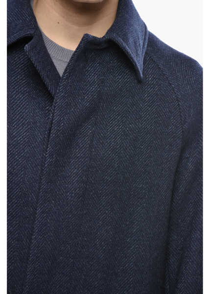 Paltoane CORNELIANI Virgin Wool Coat With Hidden Buttoning Blue Barbati (BM 19681490) 3