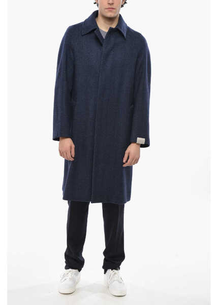 Paltoane CORNELIANI Virgin Wool Coat With Hidden Buttoning Blue Barbati (BM 19681490) 4