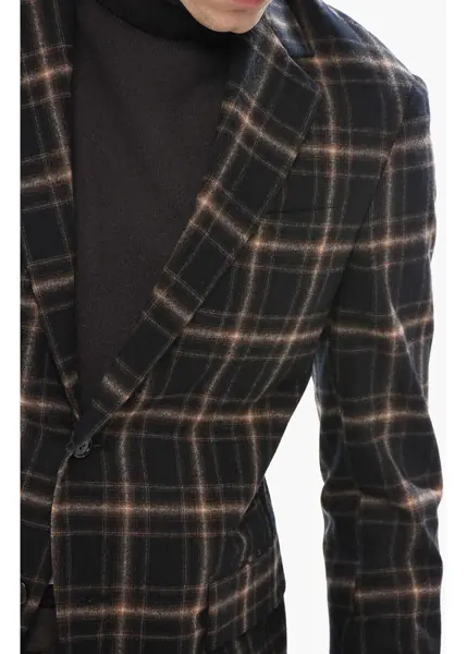 Sacouri CORNELIANI Plaid Motif Virgin Wool Collective Blazer Black Barbati (BM 19681493) 3