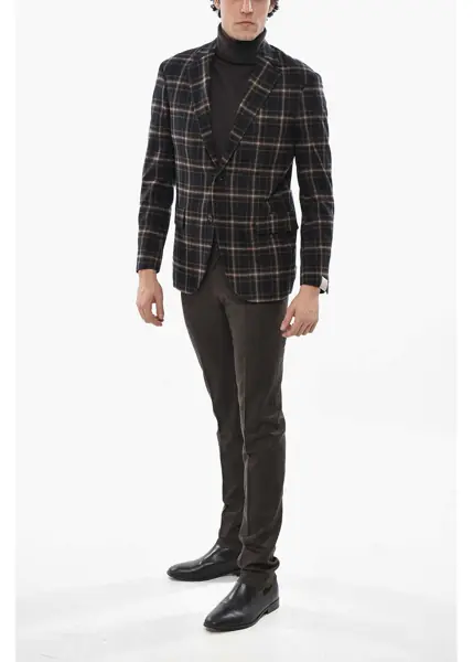 Sacouri CORNELIANI Plaid Motif Virgin Wool Collective Blazer Black Barbati (BM 19681493) 4