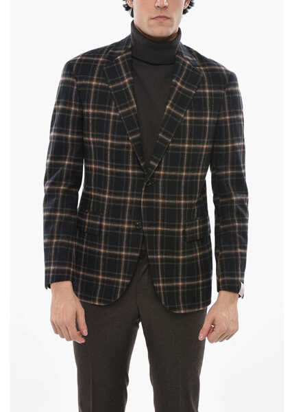 Sacouri CORNELIANI Plaid Motif Virgin Wool Collective Blazer Black Barbati (BM 19681493) 1