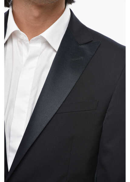 Sacouri CORNELIANI Cc Collection Ceremony Reset Blazer With Satin Peak Lapel Blue Barbati (BM 19681499) 3