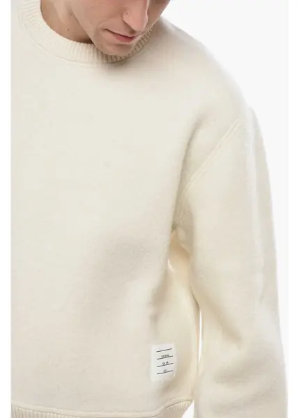 Pulovere Thom Browne Wool Crew-Neck Sweater With Iconic Detail White Barbati (BM 19681505) 3