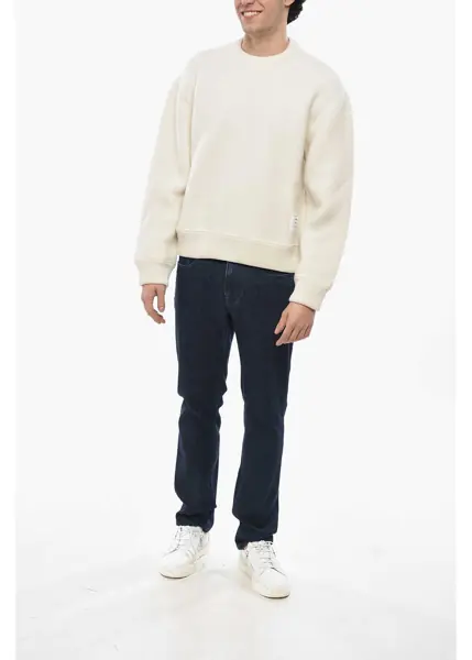 Pulovere Thom Browne Wool Crew-Neck Sweater With Iconic Detail White Barbati (BM 19681505) 4