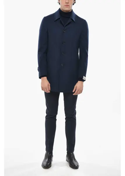 Paltoane CORNELIANI Virgin Wool And Cashmere Fully-Lined Coat Blue Barbati (BM 19681508) 4