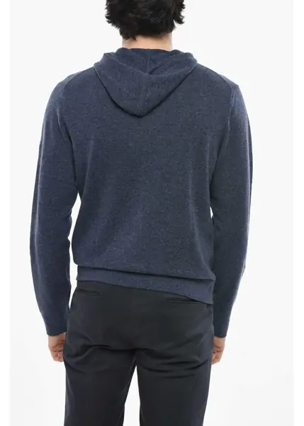 Pulovere CORNELIANI Cc Collection Cashmere Blend Full Zip Sweater With Hood Blue Barbati (BM 19681511) 2