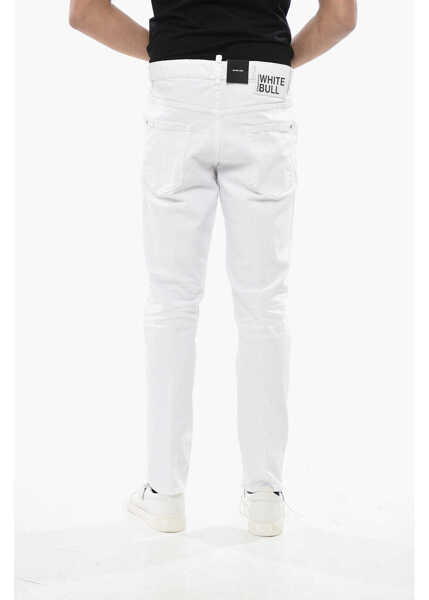 Blugi drepti DSQUARED2 White Bull Skater Fit Denims With Belt Loops 17Cm White Barbati (BM 19681517) 4