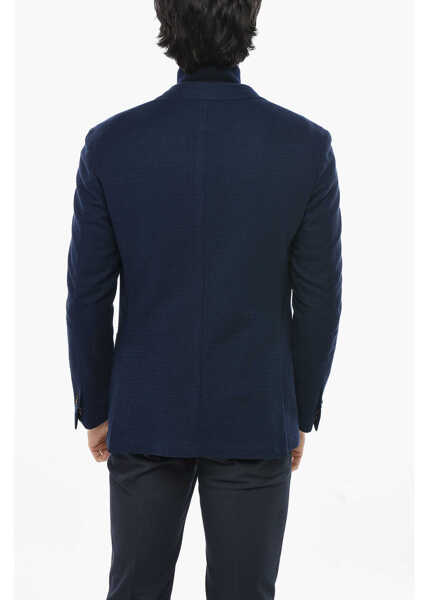 Sacouri CORNELIANI Circle Unlined Cotton Knit Single Breasted Blazer Blue Barbati (BM 19681523) 2