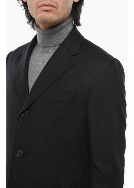 Paltoane CORNELIANI Pure Cashmere Coat With Flap Pockets Black Barbati (BM 19681529) 3