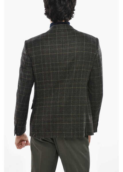 Sacouri CORNELIANI Cc Collection Check Right 2 Button Blazer With Breast Pocket Green Barbati (BM 19681538) 2