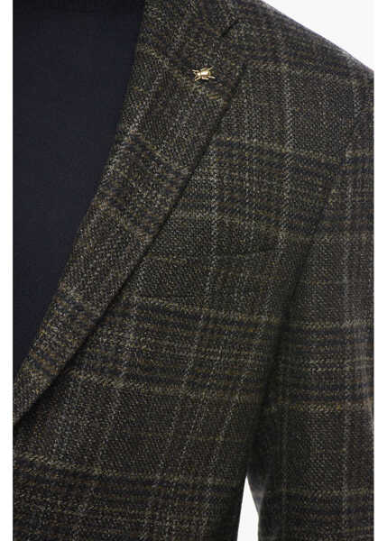 Sacouri CORNELIANI Cc Collection Check Right 2 Button Blazer With Breast Pocket Green Barbati (BM 19681538) 3