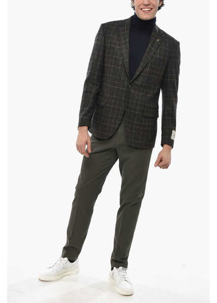 Sacouri CORNELIANI Cc Collection Check Right 2 Button Blazer With Breast Pocket Green Barbati (BM 19681538) 4