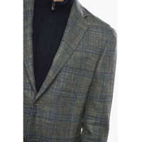 Sacouri Wool Single Breasted Gate Blazer With Check Motif Barbati