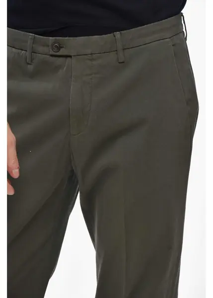 Pantaloni casual CORNELIANI Twill Cotton Chinos Pants With Belt Loops Military Green Barbati (BM 19681544) 3