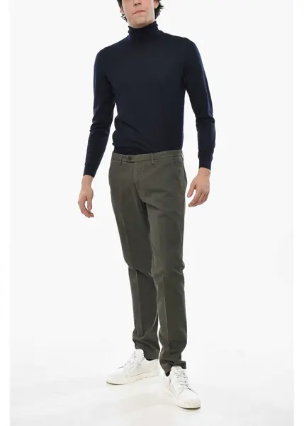Pantaloni casual CORNELIANI Twill Cotton Chinos Pants With Belt Loops Military Green Barbati (BM 19681544) 4