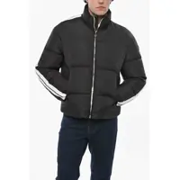Geci de iarna Solid Color Quilted Down Jacket With Contrasting Side Band Barbati