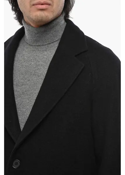 Paltoane CORNELIANI Cc Collection Solid Color Virgin Wool Blend Single-Breasted Black Barbati (BM 19681556) 3