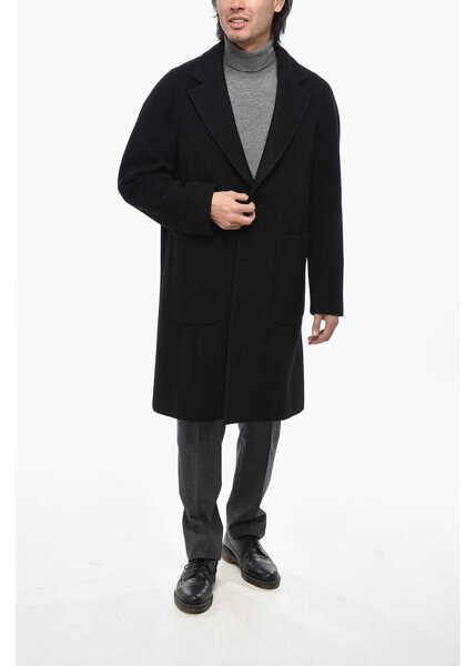 Paltoane CORNELIANI Cc Collection Solid Color Virgin Wool Blend Single-Breasted Black Barbati (BM 19681556) 4