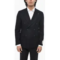 Sacouri Cc Collection Double-Breasted Retailored Wool Blend Blazer Barbati