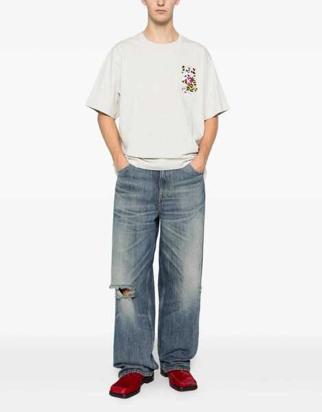 Tricouri Kenzo Wild Tiger motif embroidered on the chest oversized T-shirt PALE GREY Barbati (BM 19681658) 2