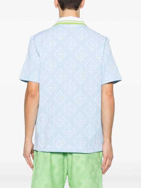 Tricouri Polo Casablanca All-over jacquard monogram pattern Polo PALE BLUE / WHITE Barbati (BM 19681667) 4