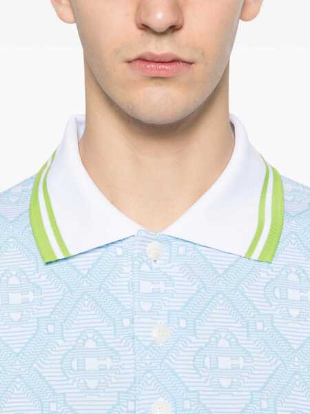 Tricouri Polo Casablanca All-over jacquard monogram pattern Polo PALE BLUE / WHITE Barbati (BM 19681667) 5