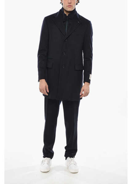 Paltoane CORNELIANI Cc Collection Wool And Cashmere Coat With Removable Chest-Pi Blue Barbati (BM 19681760) 4