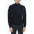 CORNELIANI Mock Neck Cashmere Blend Sweater With Front Zip Blue