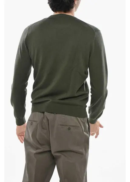 Pulovere CORNELIANI Cc Collection Crew Neck Cashmere Blend Sweater Military Green Barbati (BM 19681766) 2