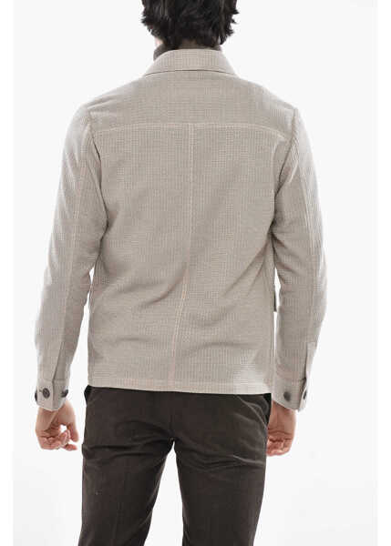 Camasi casual CORNELIANI Circle Cotton Knit Sportswear Overshirt With Flap Pockets Beige Barbati (BM 19681769) 2