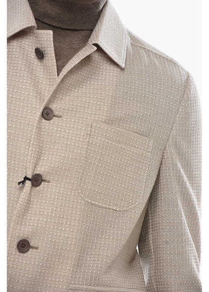 Camasi casual CORNELIANI Circle Cotton Knit Sportswear Overshirt With Flap Pockets Beige Barbati (BM 19681769) 3