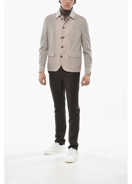 Camasi casual CORNELIANI Circle Cotton Knit Sportswear Overshirt With Flap Pockets Beige Barbati (BM 19681769) 4