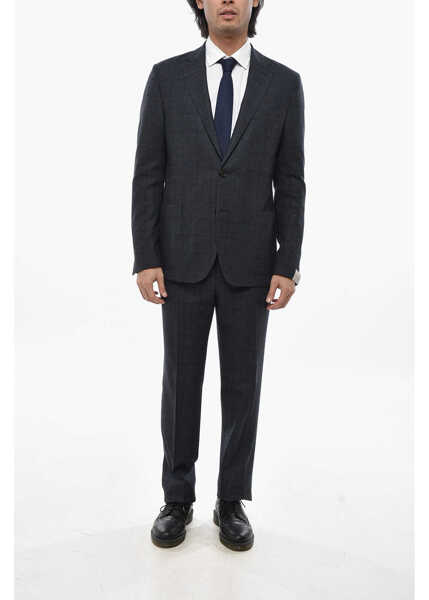Costume CORNELIANI District Check Washable Virgin Wool Suit Blue Barbati (BM 19681772) 1