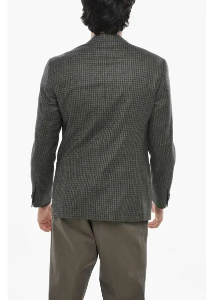 Sacouri CORNELIANI Unlined Academy Soft Gingham Patterned Blazer Military Green Barbati (BM 19681775) 2
